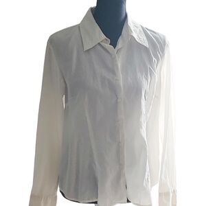 Winter Silks Off White Long Sleeve Collared Darted Button Up Blouse Size Large